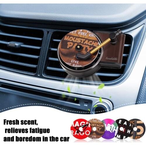 Car Air Diffuser Retro Record Player Car Freshener Exhaust Clip With 5 Aromatherapy Air Fresheners Car Oil Aromatherapy Diffuser