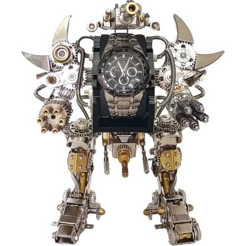 DIY Mechanical Taurus Humanoid Mech Metal Model Kits 3D Assembly Watch Holder Crafts Home Gift Decor