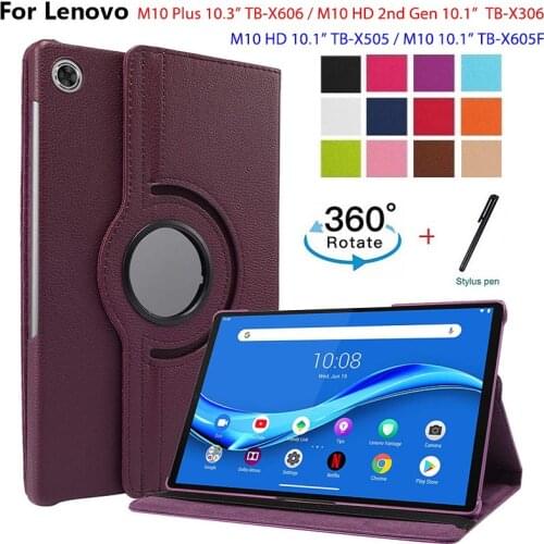 For Lenovo Tab M10 FHD 10.1 X306/X505 360 Degree Rotating Stand Tablet Cover For Lenovo Tab M10 FHD Plus 10.3"TB-X606 Cover Case
