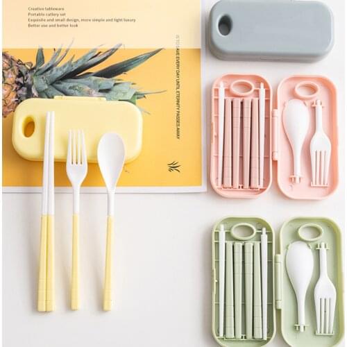 Travel Cutlery Bento Chopsticks Fork Spoon Folding Set with Storage Box Set