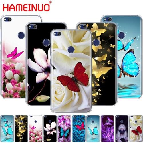 HAMEINUO butterfly on white roses flower Cover phone Case for huawei Ascend P7 P8 P9 P10 P20 lite plus pro G9 G8 G7 2017