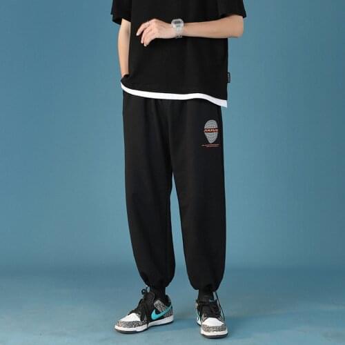 Cotton Joggers Pants Men And Women Summer Elastic Waist Sports Cropped Trousers Fashion Street Sweatpants Male Female Plus Size