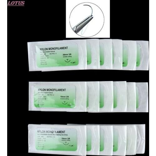 Needle Suture Nylon Monofilament Non-injured Suture Medical Thread Suture for Medical Surgical Suture Tool 6PCS 2/0 3/0 4/0