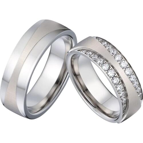 Alliances engagement marriage couple wedding rings set for men and women titanium stainless steel jewelry finger ring
