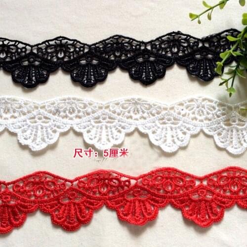 2m/lot 5cm Embroidery lace accessories white/red/black headdresses wedding dress wedding strap fabric decorative materials SC606