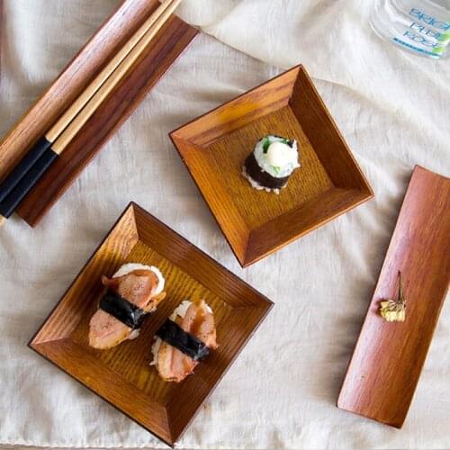 Square Wooden Dish Plate Snack Dried Fruit Dessert Sushi Cake Tableware Home Wholesale