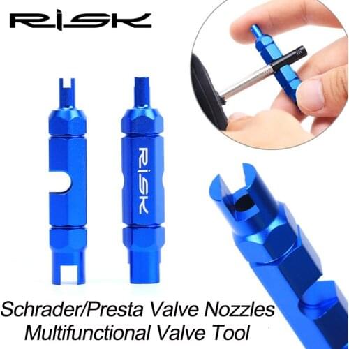RISK Aluminum Alloy Multifunctional Valve Tools for Mountain Road Bicycle MTB Bike Schrader / Presta Valve Nozzles Tube Tyres