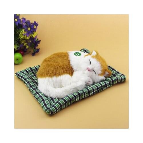 Simulation cat model toy about 19x14cm lovely sleep cat miaow sound, mat cat craft car decoration toy birthday gift a2123