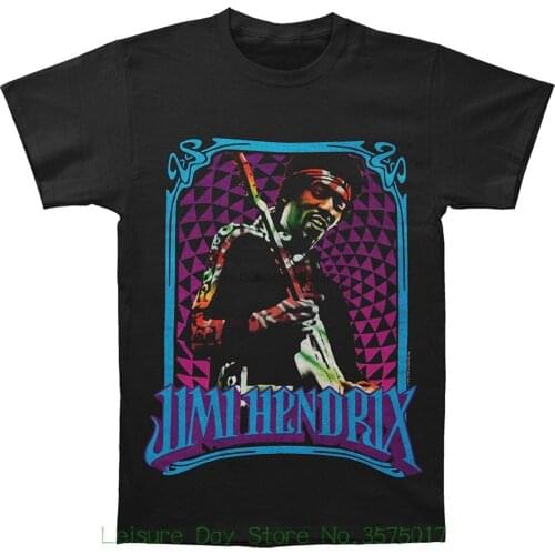 Printed Men T-shirt Short Sleeve Funny Tee Shirts Men Hendrix Fractal Frame T-shirt Black