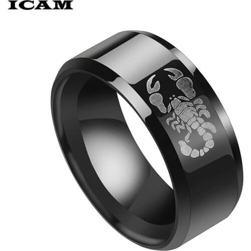 ICAM Punk Scorpion Stainless Steel Male Retro Ring Scorpion Pattern Stainless Steel Titanium Rings for Men Jewelry