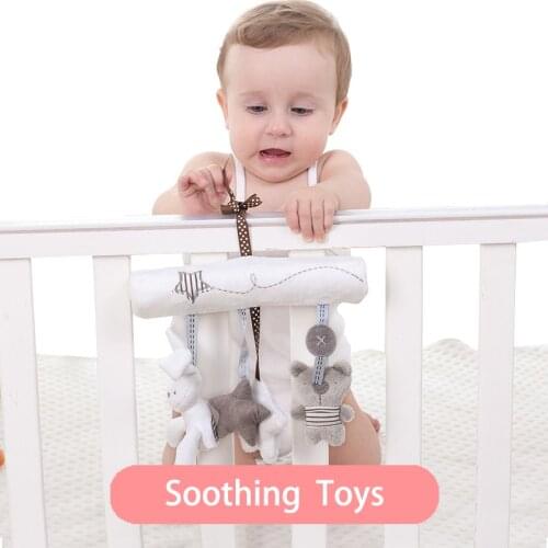 Cartoon soft toy for baby stroller cute rabbit bear design soothing toys safety seat pendant plush toy kids pram accessories
