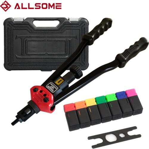 ALLSOME BT-607 Rivet Tool Kit Rivnut Setting Tool Nut Setter NutSert Hand Riveter Guns Mandrels M3 M4 M5 M6 M8 M10 M12 HT2778