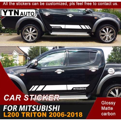 Side Body Car Decals Racing Graphic Vinyl Car Stickers Customized Fit For Mitsibishi L200 Triton 2006-2014 2015 2016 2017 2018
