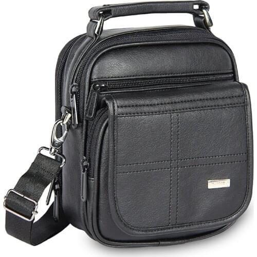 Newish Polo Steel Case Mens pu Leather Shoulder Cross-Body Messenger Bag Multi-Pocket Purse Soft Handbag
