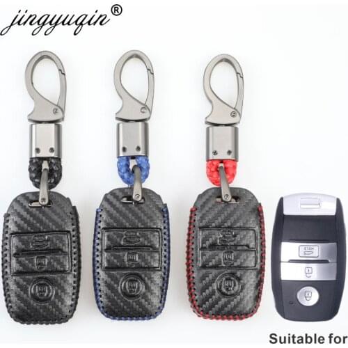 New Carbon Styling Leather Car Key Cover For Kia Ceed Rio Sportage R K3 K4 K5 Ceed Sorento Cerato Optima 2015-2018 Key Case