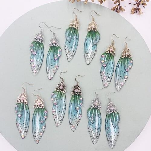 New high-end fairy simulation wings earrings insect butterfly wings hanging aluminum foil earrings romantic bridal jewelry