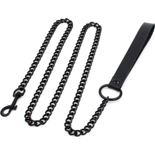 Mens Chokers Necklace Round Cuban Link Chain Pu Leather Stainless Steel Punk Goth Male Colar Jewelry Hip Hop Pendant Necklace