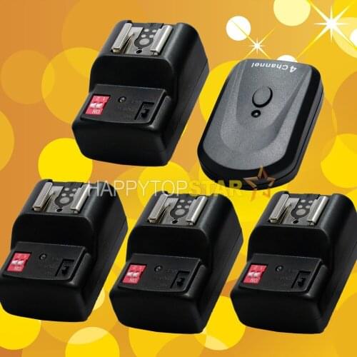 PT-04 Wireless Studio Flash Trigger hot shoe 1 Transmitter and 4 Receivers For Canon Nikon Yongnuo Speedlite Hotshoe 4 Channels