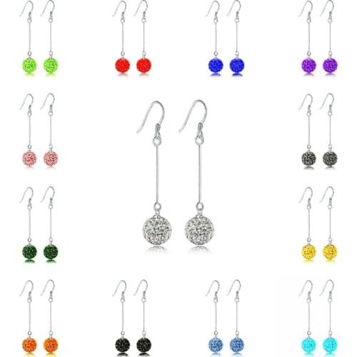 Yingwu Hot Sale Fashion Full Crystal Rhinestone Women Stud Earings Earrings Mix Color Crystal Disco Double Ball Boucle