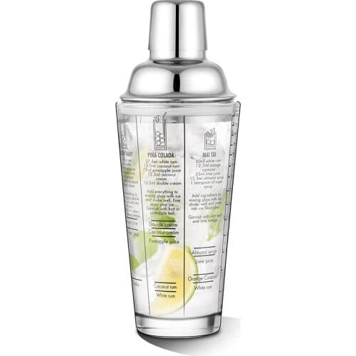 Cocktail Shaker Stainless Steel Wine and Martini Shaker Professional Bar Tool with Scale Bartender Kit Barware for Mixing Drink