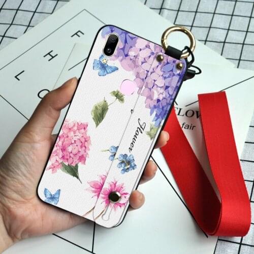 Wrist Strap Silicone Case For Vivo Y7S Y20 Y30 Y50 Y52S Y9S 3D Floral Neck Lanyard Cover For Vivo Y91 Y91i Y91C Y93 Y95 Y97