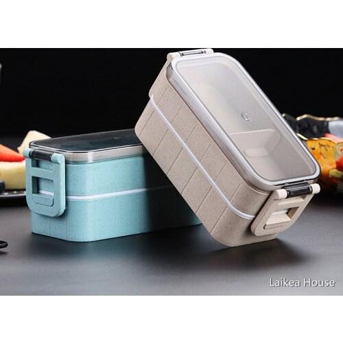 Light Weight Lunch Box Microwave Oven Wheat Straw Lunch Boxes Double Childrens Lunch Box Fitness Japanese Fruit Box 2020 New