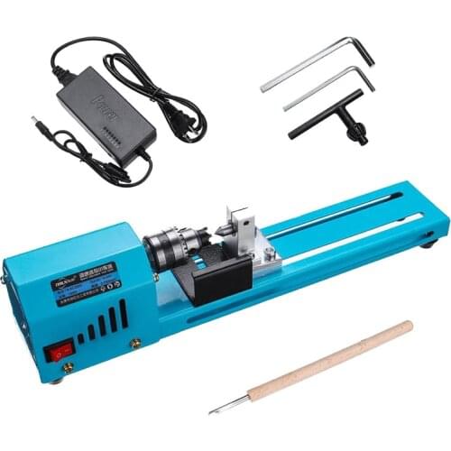 7 Level Adjustable Speed 150W Max 7000RPM Rate Mini Lathe Beads Machine Polisher Table Saw Mini DIY Wood Lathe Kit Accessory