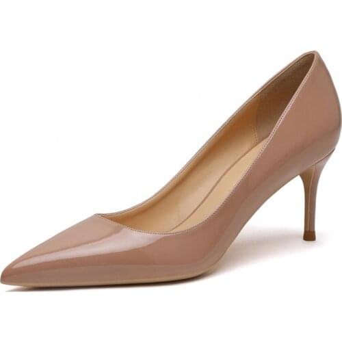 Women Pumps Lady Sheepskin Patent Leather Thin High Heels Autumn Sexy Stiletto Shoes Pointed Toe Shoes Female Plus Big Size B009