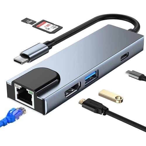 USB C HUB 3.0 6 in 1 Splitter Type c HUB C HDMI Adapter Baseus Usb Splitter Dock Laptop PC accessories For MacBook Pro Air M1