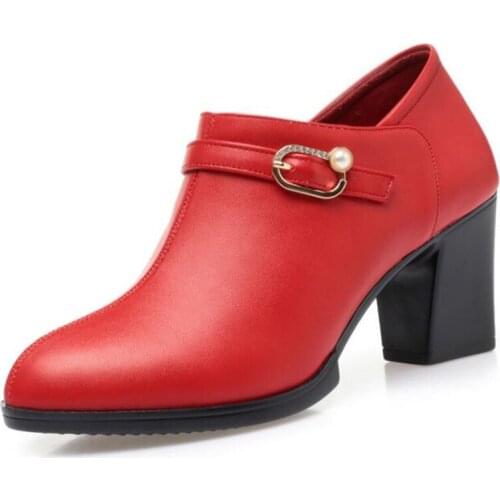 2020 Newest Spring Top Soft Cowhide Fashion Leather Shoes Light Comfort Non-slip High Heel Shoes Elegant Temperament Women Shoes