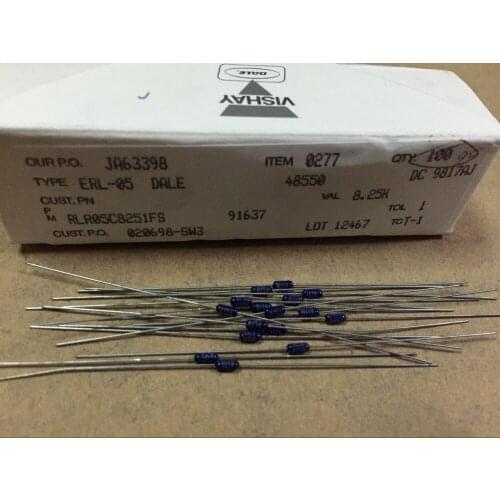 100% New and original DALE RLR05C8251FS 8.25K 1/8W High precision metal film resistance 8K25 1