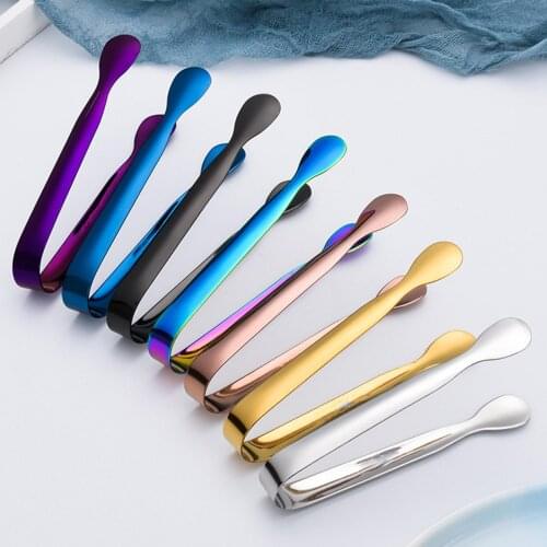 2 Pcs Gold Plated Mini Tongs Sugar Cube Tongs Stainless Steel Mini Ice Tong Tea Party Coffee Bar Supplies