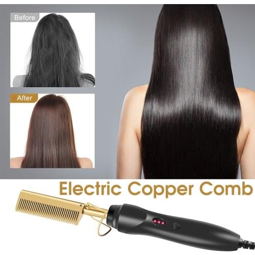 2 in 1 Hot Comb Straightener Electric Hair Straightener Hair Curler Wet Dry Use Hair Flat Irons Hot Heating Comb For Hair