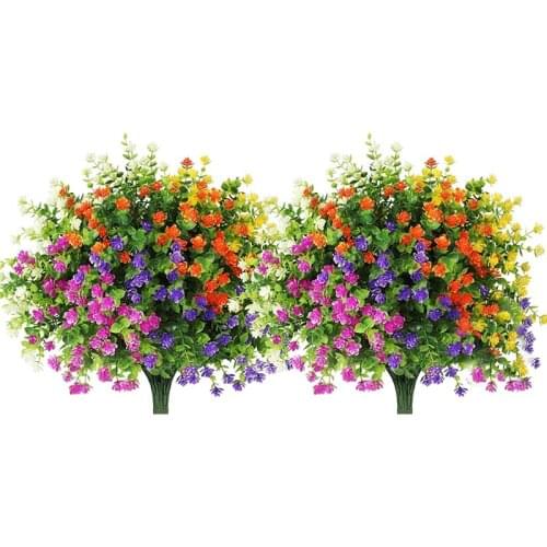 20 Bundles Artificial Flowers Outdoor Fake Flowers for Home Decoration,UV Resistant Faux Plastic Greenery Shrubs Plants