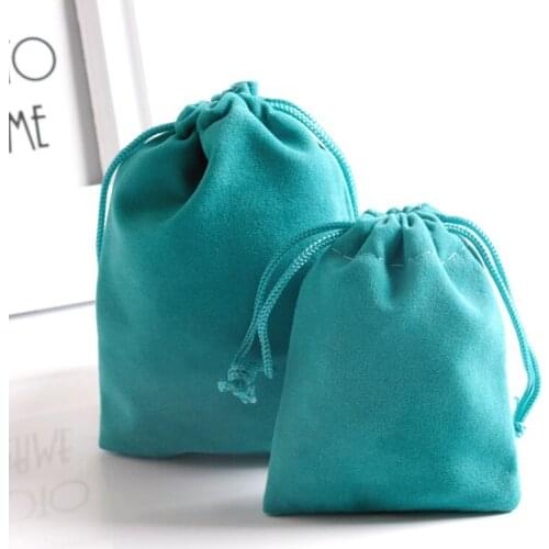 50Pcs/lot 7x9 9x12cm Blue Jewelry Packing Bags High Quality Soft Christmas Wedding Velvet Drawstring Gift bags Pouches RealPhoto