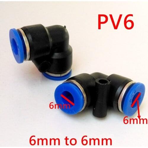 50pcs/lot Pneumatic Fittings L type 6mm to 6mm Elbow Pipe Fitting PV6