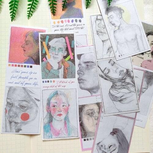 8pcs Hand account color lead sketch stickers/Scrapbooking Stickers /Decorative Sticker /DIY Craft Photo Albums