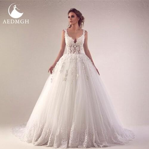 Aedmgh Ball Gown Vintage Wedding Dresses 2021 Sweetheart Sleeveless Illusion Vestido De Novia Lace Applique Backless Bride Dress