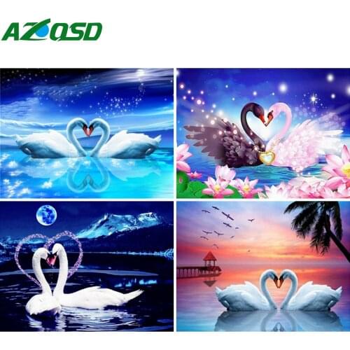 AZQSD Diamond Embroidery Swan Mosaic Needlework 5D Diamond Painting Animal Cross Stitch Rhinestones Sale Decoration For Home