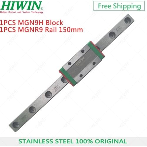 Free Shipping HIWIN MGN9 Stainless steel 9mm Linear Guide 150mm linear rail + MGN9H slider block carriage for 3d printer mini