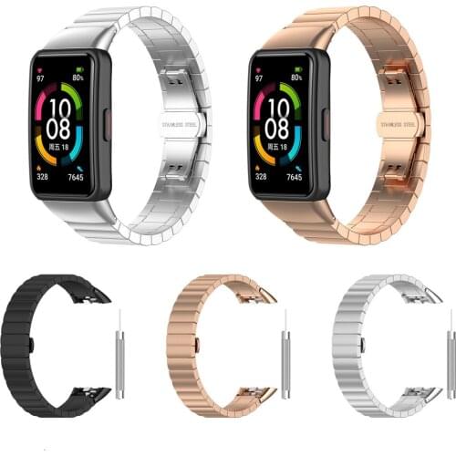 50pcs For Huawei Band 6 Strap Metal Wrist Bracelet for Honor Band 6 Smart Bracelet Steel Replace Elegant Band Accessories