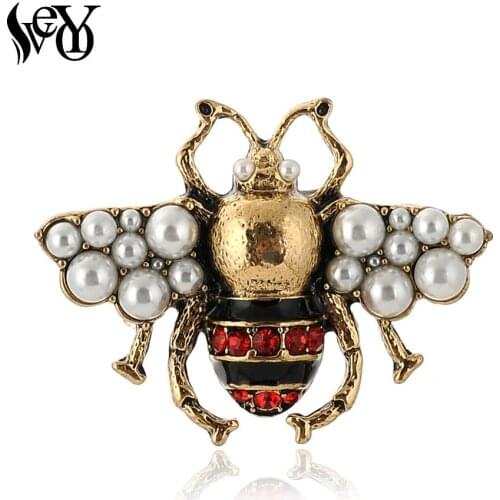 VEYO Fashion Peal Cute Bee Brooch Pin for Women Elegant Brooches Clothes Jewelry Gift New