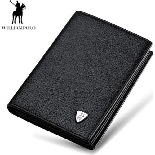 Williampolo Cowhide mens wallet mens short loose-leaf drivers license wallet business thickening large capacity card holder