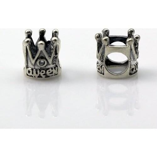 Beadsnice pure 925 sterling crown beads handmade beads for bracelets diy antique silver bead for pendant and necklace ID 29424