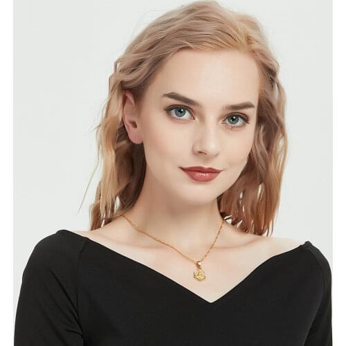 Anniyo A-Z Letters Gold Color Charm Pendant Necklaces for Women Girls English Initial Alphabet Chain Jewelry Best Gifts #114006