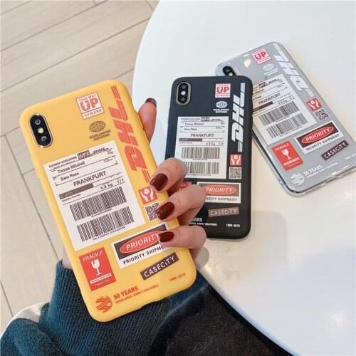 DHL Commemorative Edition Label Case For iPhone 11 12 Pro X XS Max XR 5 5S SE 2 2020 6 6S 7 8 Plus TPU Back Cover
