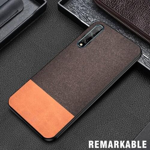 IKrsses For Huawei P smat Z 2019 Case PU Simple Cloth Hard Backshell Soft Border Case For Huawei Enjoy 10 Plus Y9 Prime Cover