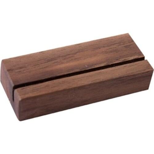 Black Walnut Wooden Numbers Photo Display Stand Business Card Holder Name Memo Clips Office Desk Organizer Dinner Party