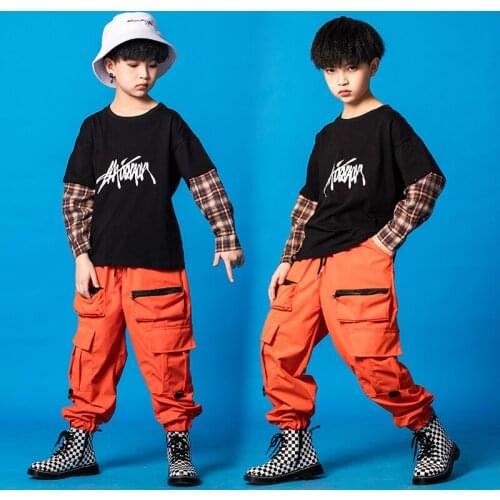 Kids Hip Hop Clothing Wear Oversized Sweatshirt Tops Streetwear Tactical Cargo Pants for Girls Boy Jazz Dance Costume Clothes