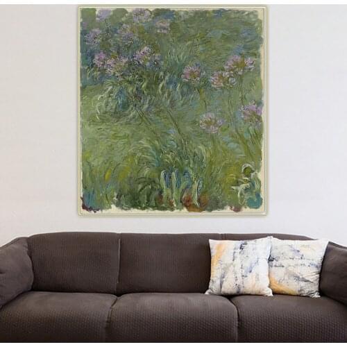 Canvas Oil Painting Claude Monet"Agapanthus,1914-17"Wall Aesthetic Western Art Decor Poster Backdrop Home Room Decoration